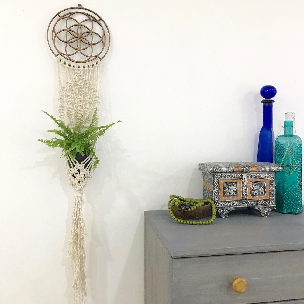 Macrame Planter Hanging Boho Decor Sacred Geometry